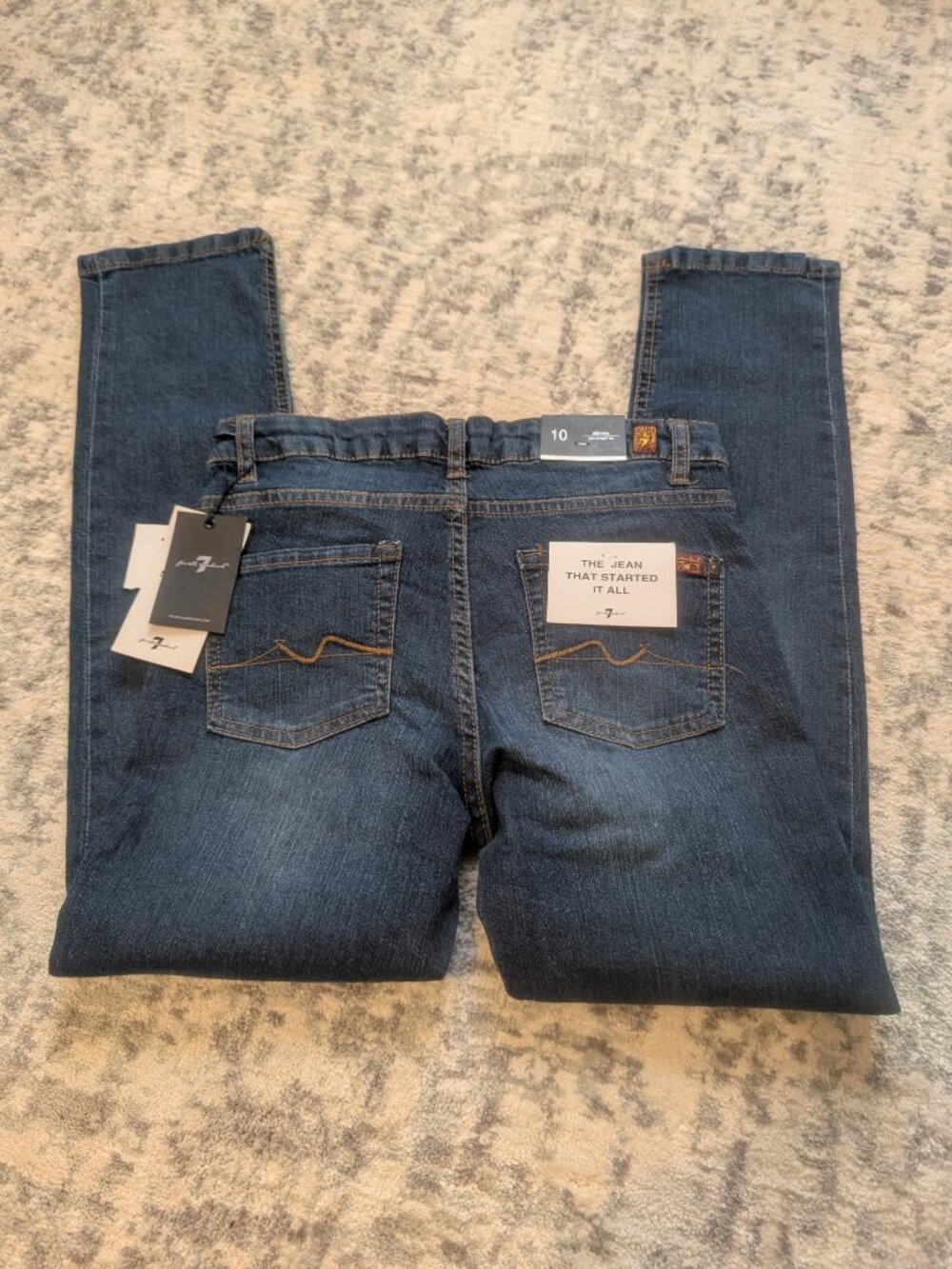 7 For All Mankind Slimmy Jeans Boys Size 10 NWT Slim Straight Dark Wash Denim - Picture 7 of 8